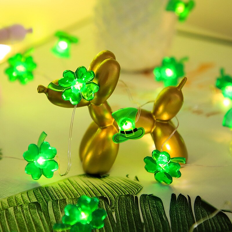 st. luci diurne di patrick quadrifogli decorativi luci della stringa del led 5m 16.4ft 50leds alimentato a batteria fata lucky clover luci della stringa per la camera da letto festa festa verde irlandese decorazione del 2025 a $12.99 –P5