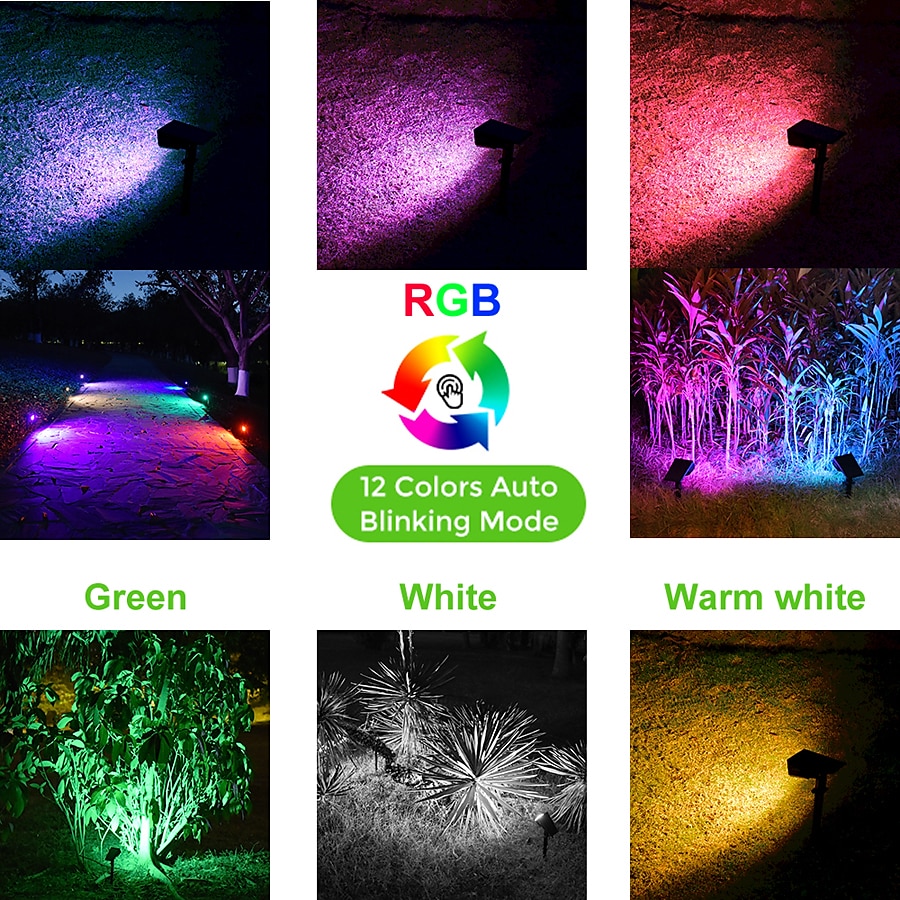 2PCS Solar Landscape Spotlight Outdoor 2 Brightness Modes 2 in 1 Solar Landscape Spotlight IP67 Waterproof Solar outdoor light lawn light pathway lights 2025 - $92.99 –P10