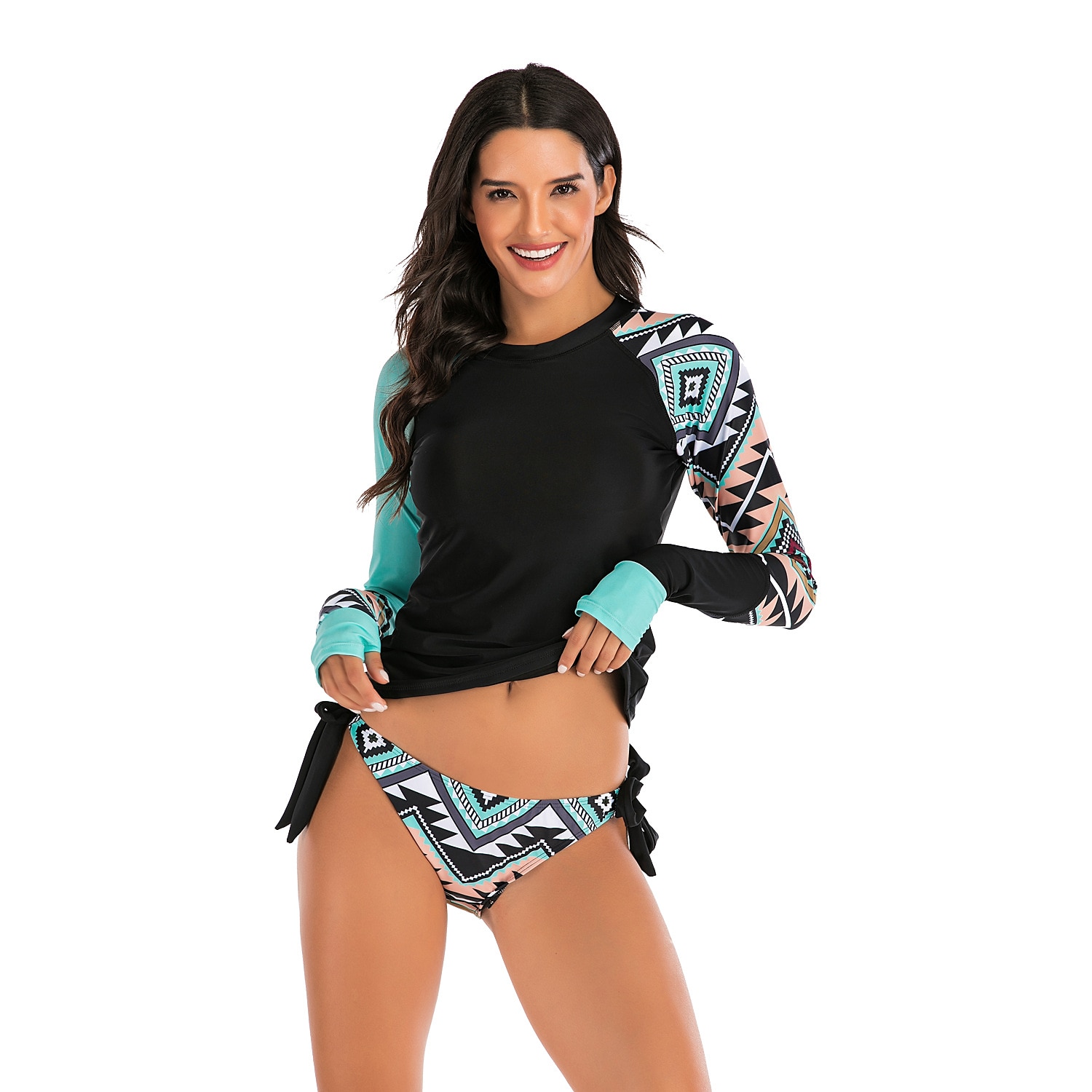 Women's Rash guard Swimsuit UV Sun Protection Breathable Quick Dry Long Sleeve Swimwear Bathing Suit 2 Piece Swimming Surfing Water Sports Floral Summer Spring Autumn / Fall 2025 - $30.99 –P6