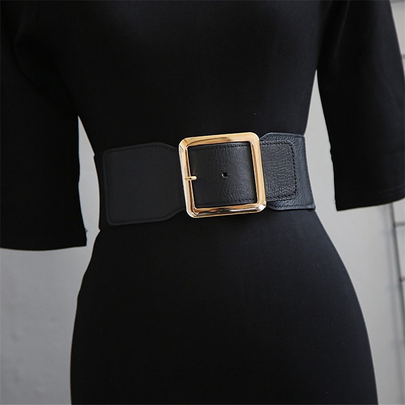 Damen Gürtel PU Schwarz Gold Weiter Gürtel Alltagskleidung Geschäft Täglich Verabredung Einfarbig / Frühling / Sommer / Herbst / Winter / Goldfarben 2025 - $14.99 –P2