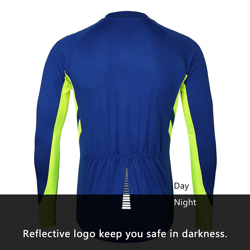 Men's Cycling Jersey Solid Color Long Sleeve Bike Jersey with 3 Rear Pockets Mountain Bike MTB Road Bike Cycling Breathability Reflective Strips Back Pocket Ultra Light Fabric Sports Dark Grey White 2026 - $31.99 –P5