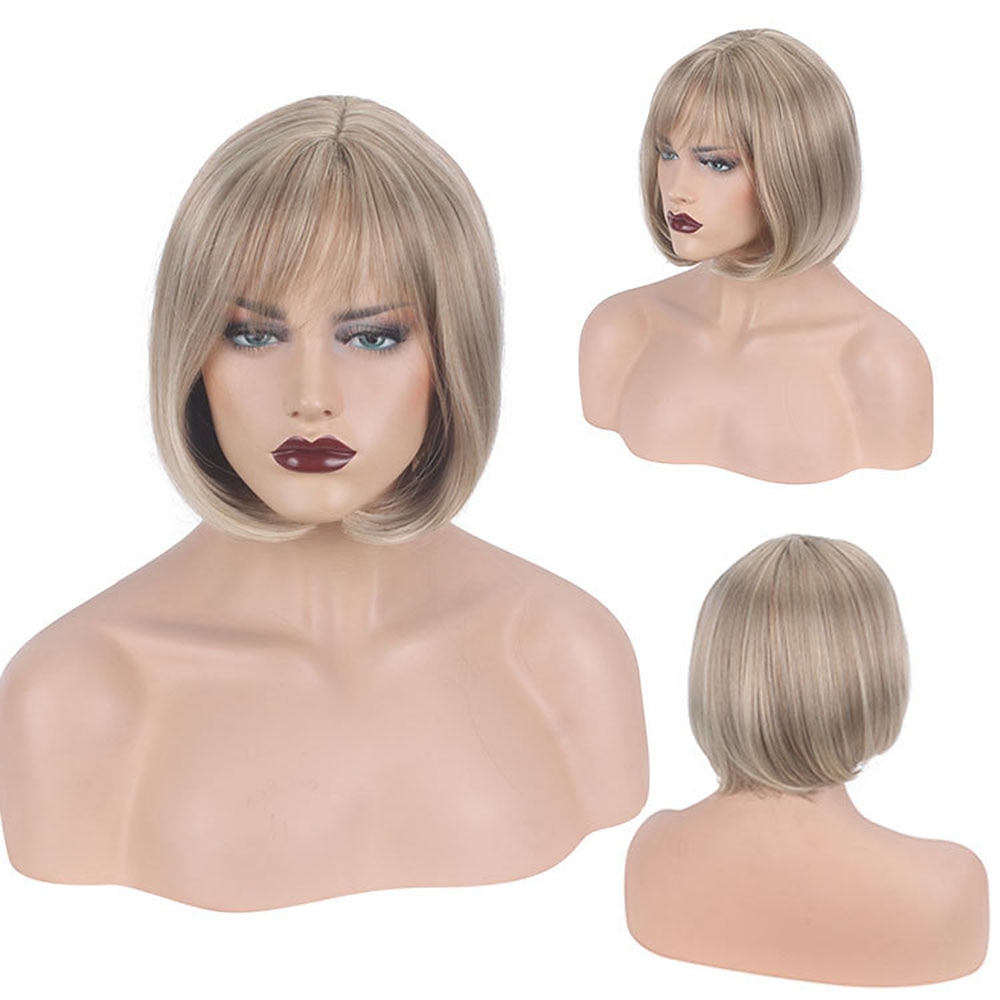 parrucca bionda bob parrucche bionde per le donne parrucca sintetica resistente al calore parrucca bob dritta corta marrone scuro da donna alla moda design evidenziato / parrucche balayage del 2025 a $20.99 –P6