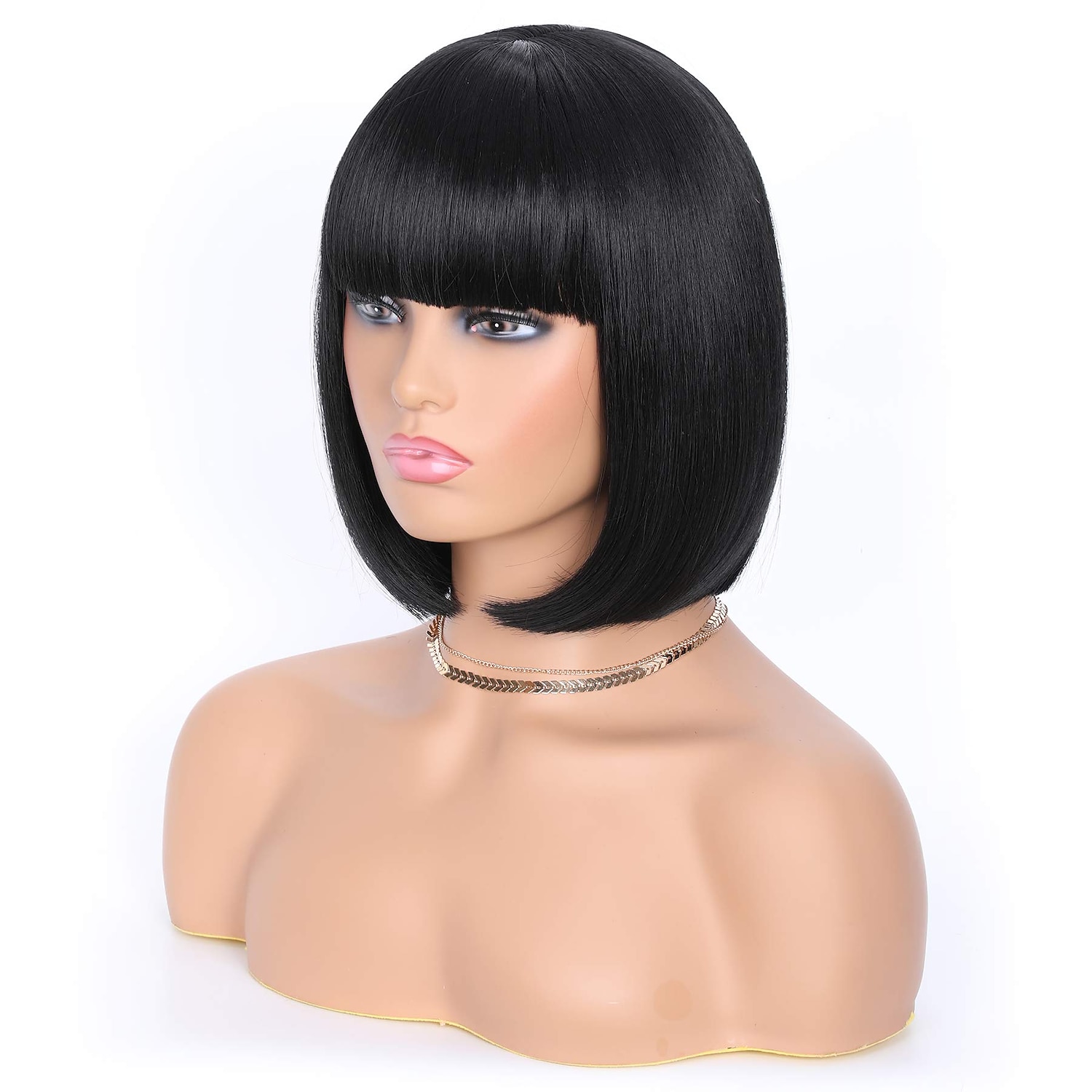 schwarze Perücken für Frauen schwarze Bob-Perücken mit Pony für Frauen gerade kurze Bob-Perücken synthetische hitzebeständige Perücken Cosplay-Bob-Perücken natürlich aussehende Perücken 2026 - $19.99 –P4