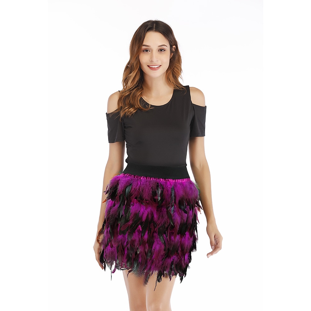 gonna donna minigonne color block tinta unita carnevale festa autunno&moda invernale lunghi costumi carnevale donna nero blu viola fucsia del 2025 a $31.99 –P5