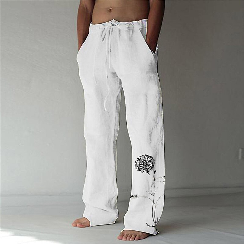 Men's Graphic Graphic Prints Trousers Summer Pants Beach Pants Mid Waist Fashion Streetwear Designer Casual Daily For Vacation Elastic Drawstring Design Front Pocket Straight Leg Spring &  Fall 3D 2025 - $25.99 –P2
