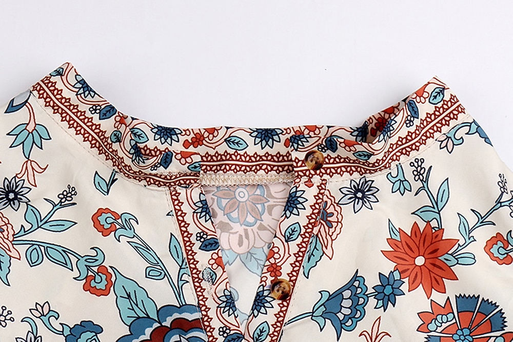 Damen Hemd Bluse Gelb Rosa Pudriges Rosa Graphic Blumen Taste Bedruckt Langarm Täglich Festtage Vintage Boho Strassenmode Rundhalsausschnitt Standard Boho S 2026 - $28.99 –P17