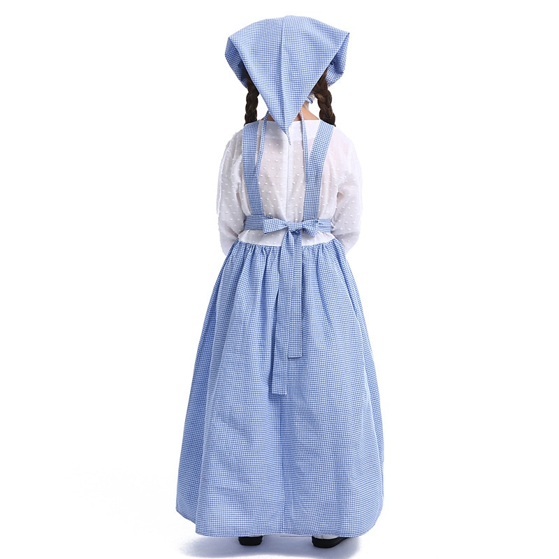 Retro Středověké 19. století Prairie šaty Pioneer Girl Dívčí Den dětí Plesová maškaráda Večírek Festival Dětské Šaty Zástěra Klobouk 2025 - $51.99 –P5