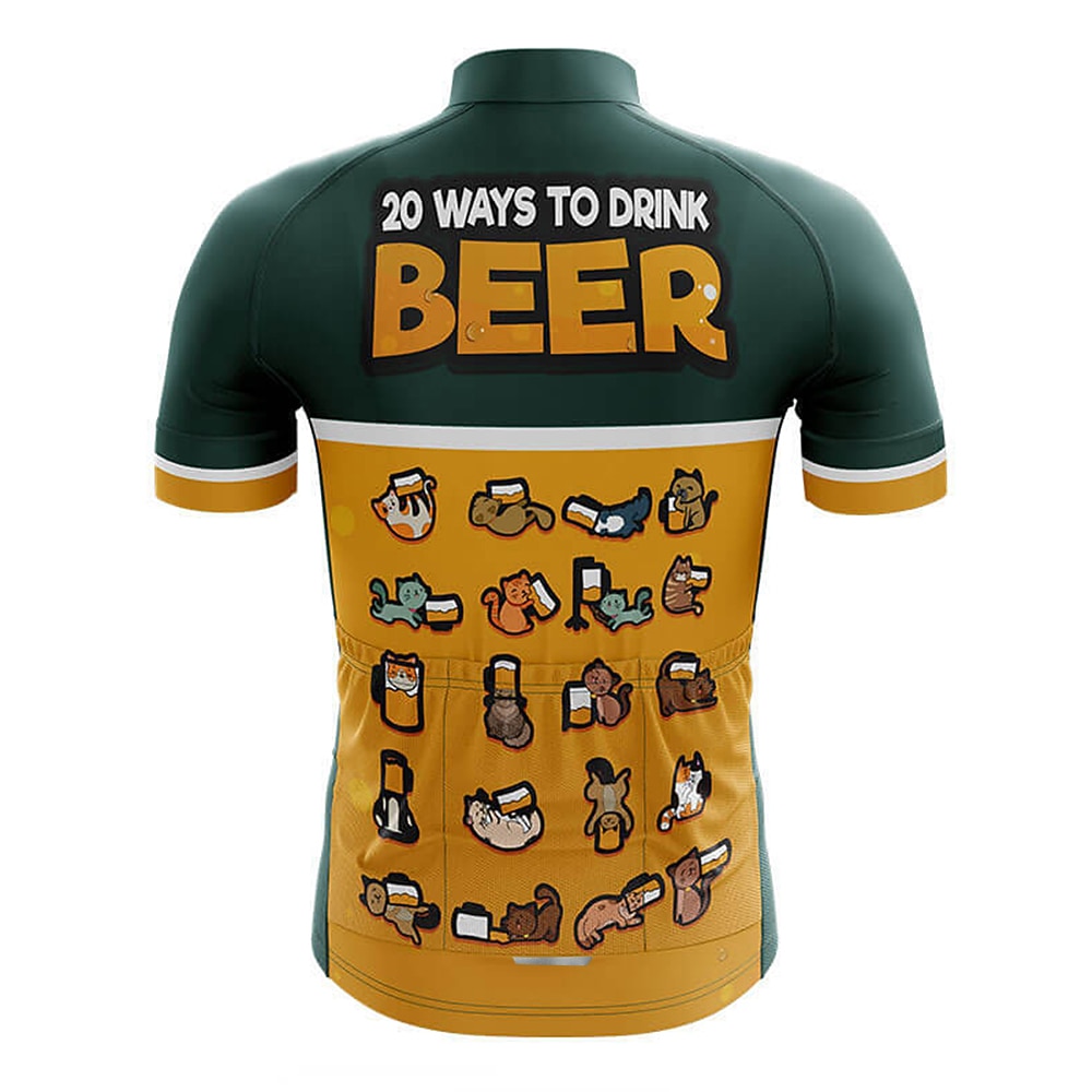 Men's Cycling Jersey Beer Short Sleeve Bike Top with 3 Rear Pockets ...
