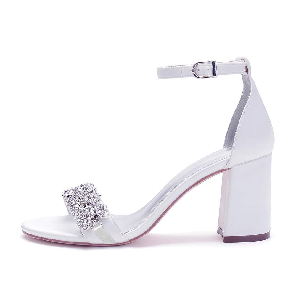 Sandales à talons compensés en satin argenté pour femmes avec ornements en strass - chaussures de mariage et de soirée élégantes de 2025 ? $79.99 –P4