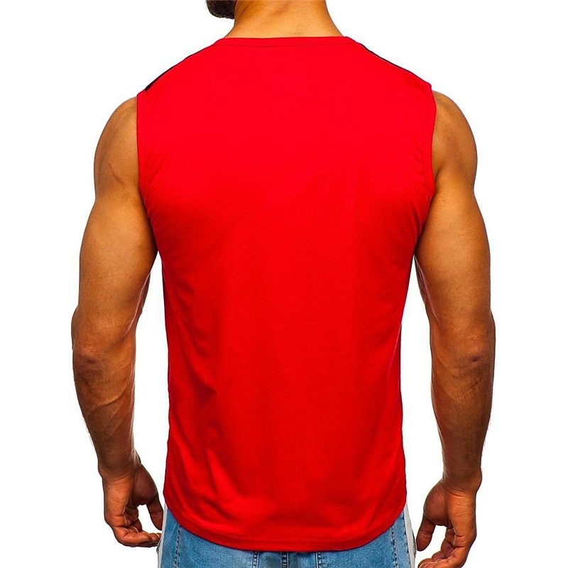 Voor heren T-shirt Singlet Vest Top Onderhemd Mouwloos Strakke ronde hals Zomer Grafisch Kleurenblok Sport Modieus Lichtgewicht Afdrukken Vakantie Casual Feestdagen Zwart Wit Rood Top T-shirt voor 2025 - $13.99 –P4