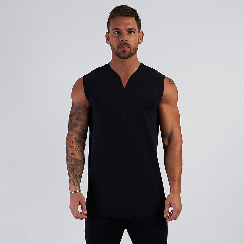 Herre Singleter Vest topp Underskjorte Ermeløs skjorte Ermeløs V-hals Sommer عادي Sport Mote Lettvekt Feriereise Avslappet Ferie Svart Hvit Militærgrønn Topp T-skjorte for menn 2026 - $16.49 –P3