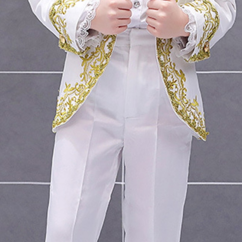 3 Pieces Ring Bearer Suit Boys Kids Suit Formal Suit Suit & Blazer Clothing Set Party Special Occasion Vintage Cool Formal Graphic Jacquard Black White Red Polyester 2025 - $83.99 –P9