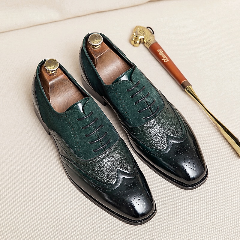 Herr Oxfordskor Derbyskor Formella skor Bullock Skor Finskor Ledigt Brittisk Dagligen Fest / afton Saint Patrick's Day PU Snörning Blå Brun Grön Vår Höst 2025 - $59.99 –P3