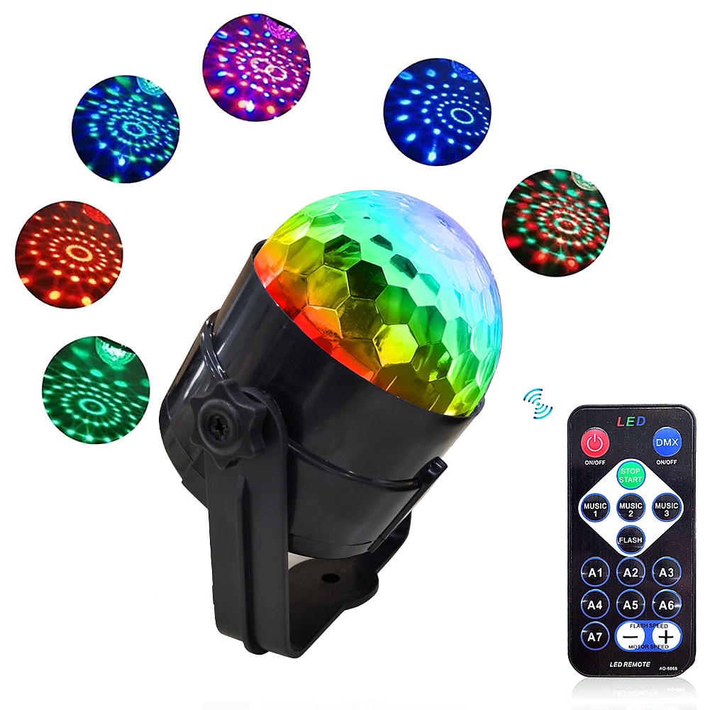 party disco labda lámpák, hangaktivált villogó party lámpák távirányítóval, 7 rgb szín váltakozó dj színpad villogó lámpák beltéri otthoni táncklub partik karácsonyi születésnapi esküvői show 2026 - $34.99 –P4