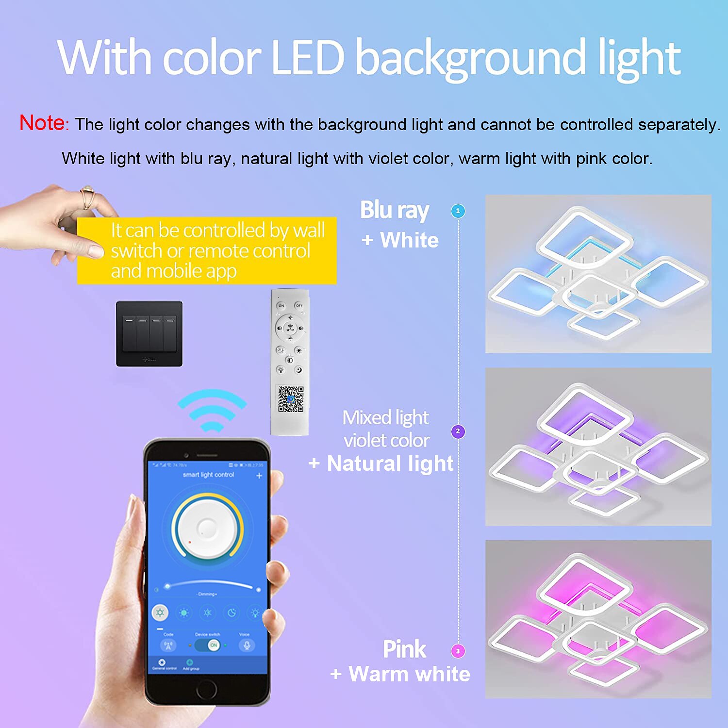 Dimmable Acrylic Ceiling Light LED 5 Head 8 Head Ceiling Lamp with Background Light APP Bluetooth Connection / Remote Control Suitable for Bedroom Living Room Office Children's Room 2025 - $187.99 –P2
