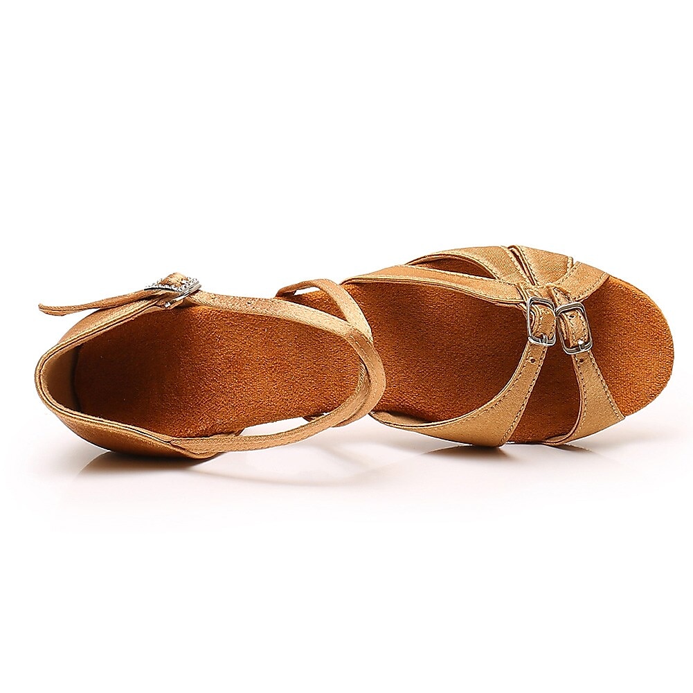 satijnen latin dansschoenen voor dames en meisjes – lage ballroom sandalen met bandjes voor salsa, tango en feestjes 2025 - $29.99 –P4