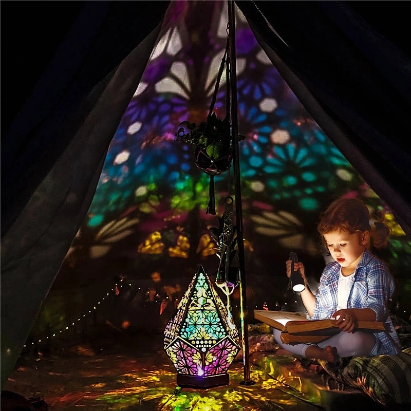 duża lampa podłogowa z ładowaniem usb czeska wydrążona geometryczna retro podłoga dekoracyjna dioda led kolorowy diament światła kolorowa projekcja 3d nocna lampa biurkowa wystrój domu przyjęcie 2025 - $42.99 –P5