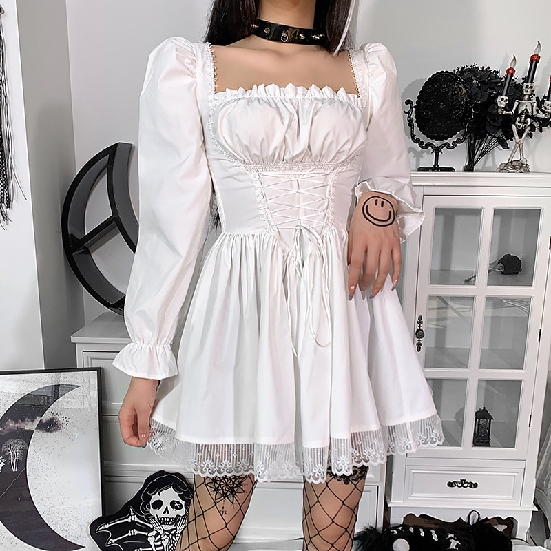 Punk & Gothic Vacation Dress Dress Short / Mini Goth Girl Women's Tummy Control Casual Daily Dress 2024 - $40.99 –P3