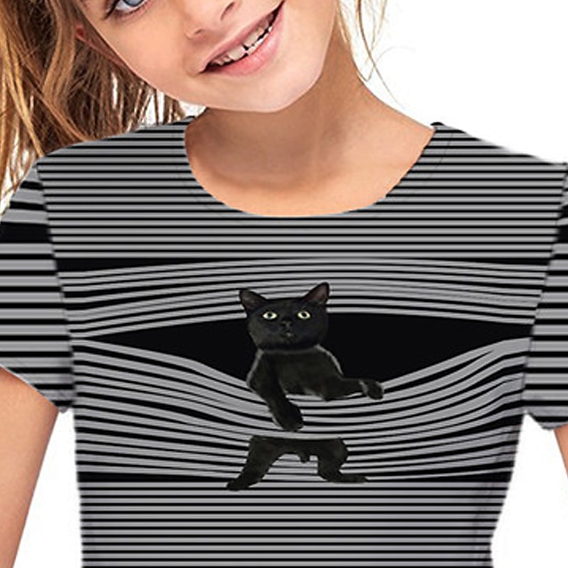 Kids Girls' T shirt Short Sleeve Black 