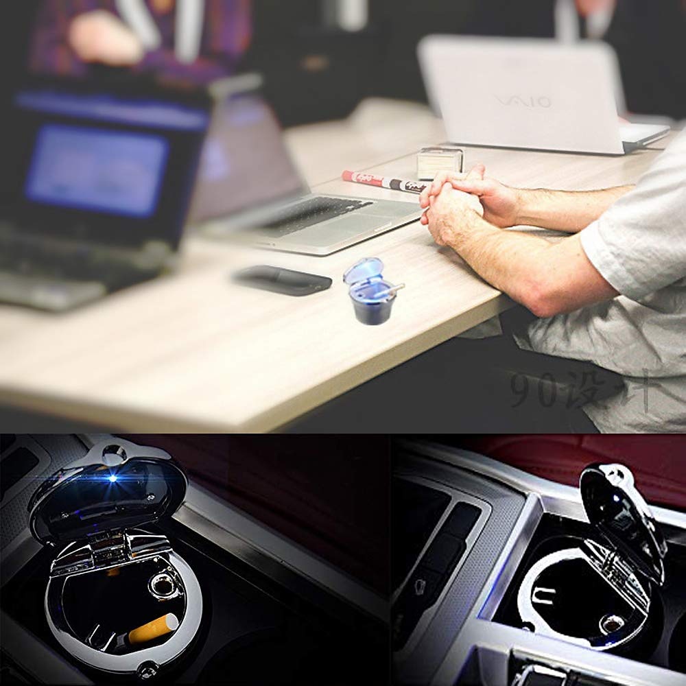 voiture cendrier portable détachable inoxydable auto véhicule cigarette cendrier cendres avec bleu led indicateur de lumière sans fumée pour voiture porte-gobelet bureau à domicile intérieur de la de 2025 ? $9.99 –P6