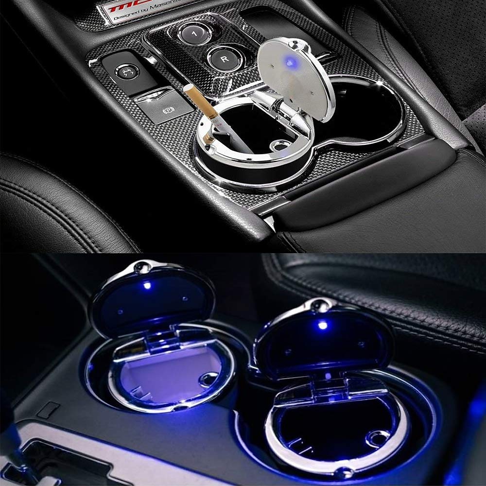 voiture cendrier portable détachable inoxydable auto véhicule cigarette cendrier cendres avec bleu led indicateur de lumière sans fumée pour voiture porte-gobelet bureau à domicile intérieur de la de 2025 ? $9.99 –P5