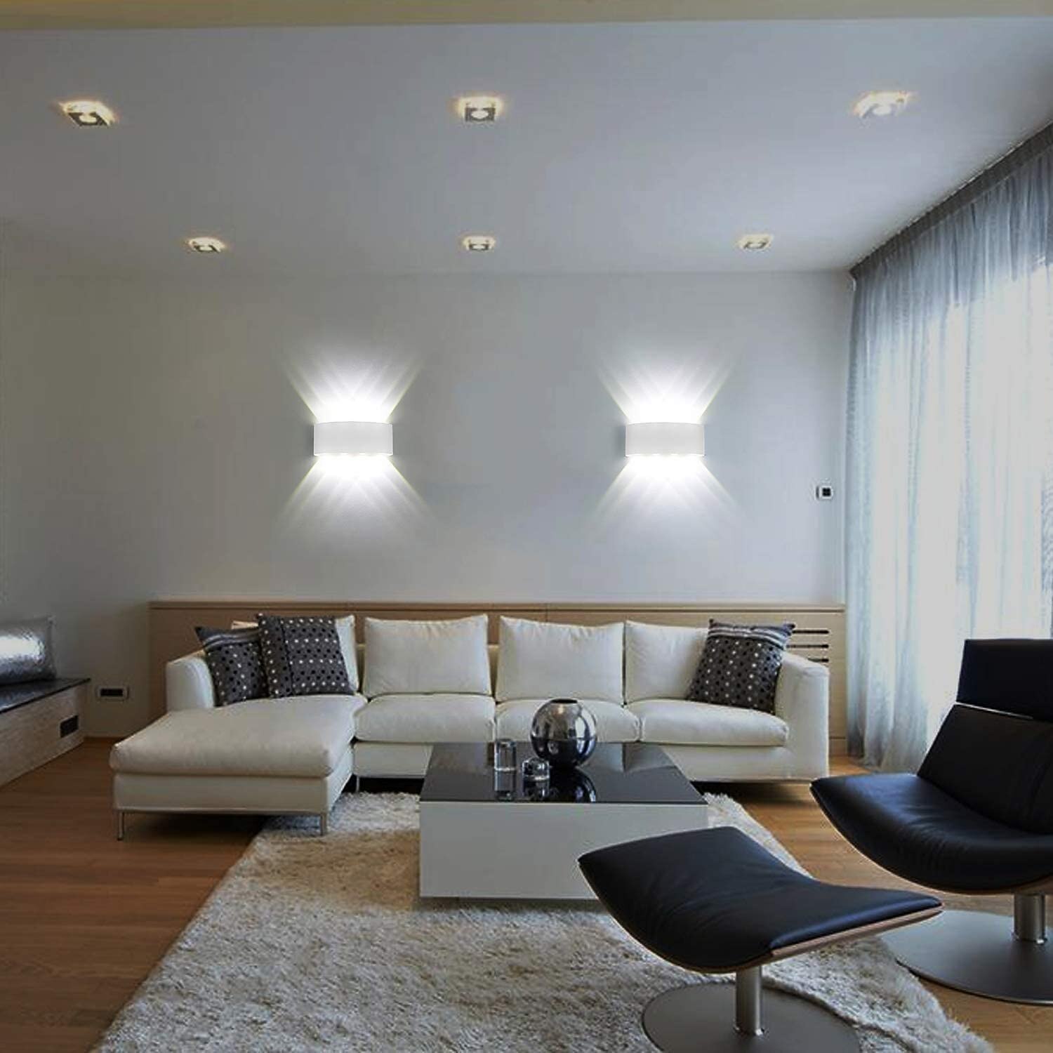 applique da parete a led per esterni impermeabile ip65 8w illuminazione su e giù per interni lampada da parete curva a doppia testa lampada moderna camera da letto ac85-265v del 2025 a $35.99 –P8