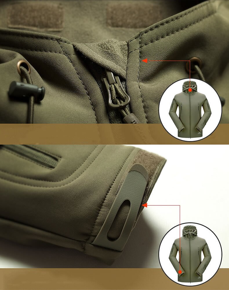 operaciones especiales de los hombres chaqueta táctica militar de caparazón suave abrigo de caza con capucha abrigo de lana con capucha al aire libre térmico cálido impermeable a prueba de viento forrado con vellón ligero gabardina de invierno superior pe 2025 - $55.99 –P11