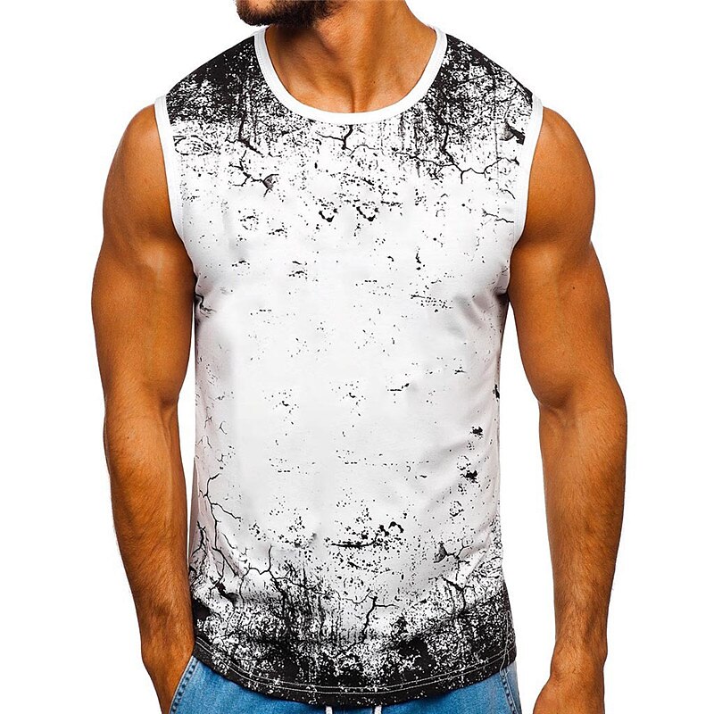 Voor heren T-shirt Singlet Vest Top Onderhemd Mouwloos Strakke ronde hals Zomer Grafisch Kleurenblok Sport Modieus Lichtgewicht Afdrukken Vakantie Casual Feestdagen Zwart Wit Rood Top T-shirt voor 2025 - $13.99 –P1