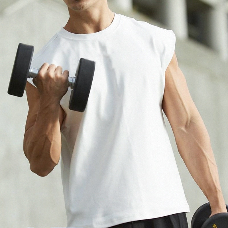 Mens Sleeveless Solid Sport Vest Tops Gym Fitness Bodybuilding Tank T Shirt  Tee