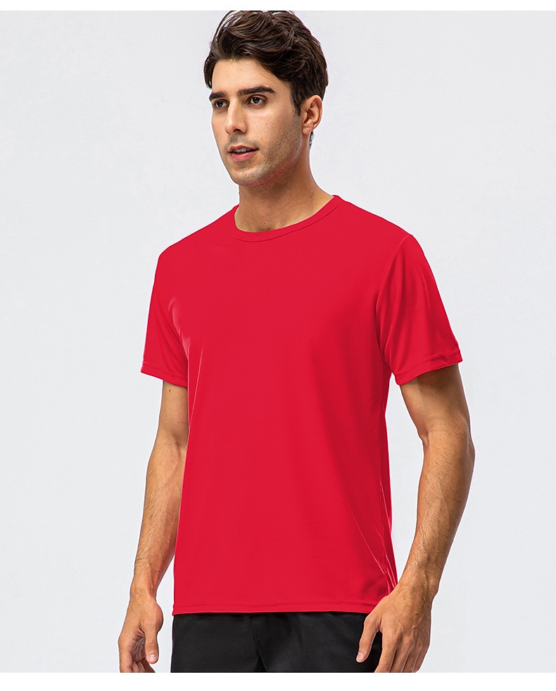 Муж. С короткими рукавами Вырез под горло Лето Однотонный Атлетический Черный Белый Желтый Футболка для мужчин 2025 - $9.99 –P10