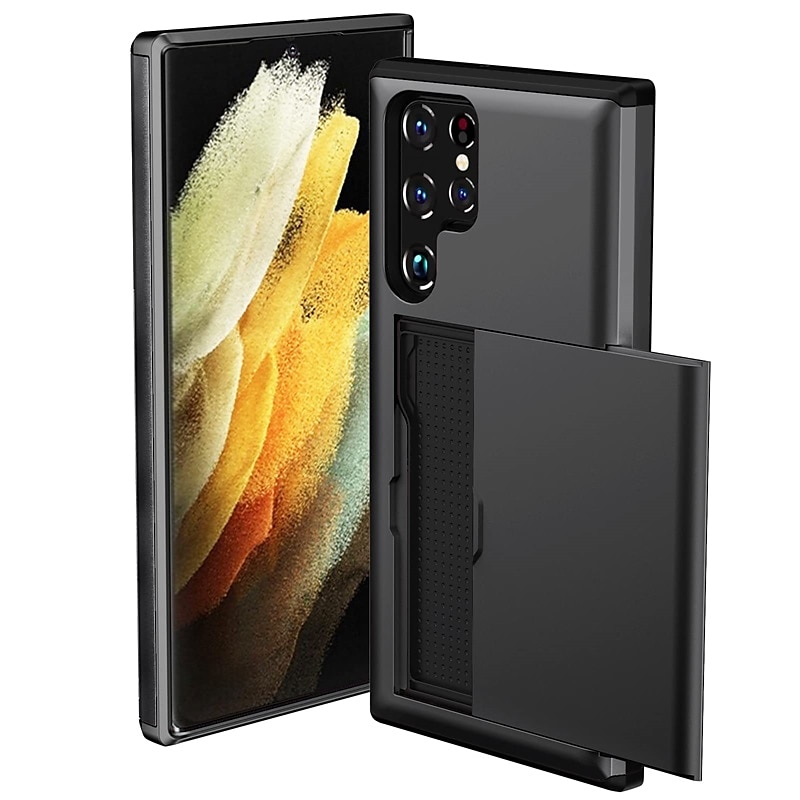 Funda para teléfono para Samsung Galaxy S24 S23 S22 S21 S20 Plus Ultra S25 Ultra funda trasera soporte para tarjetas a prueba de golpes de color sólido TPU 2025 - $13.99 –P4
