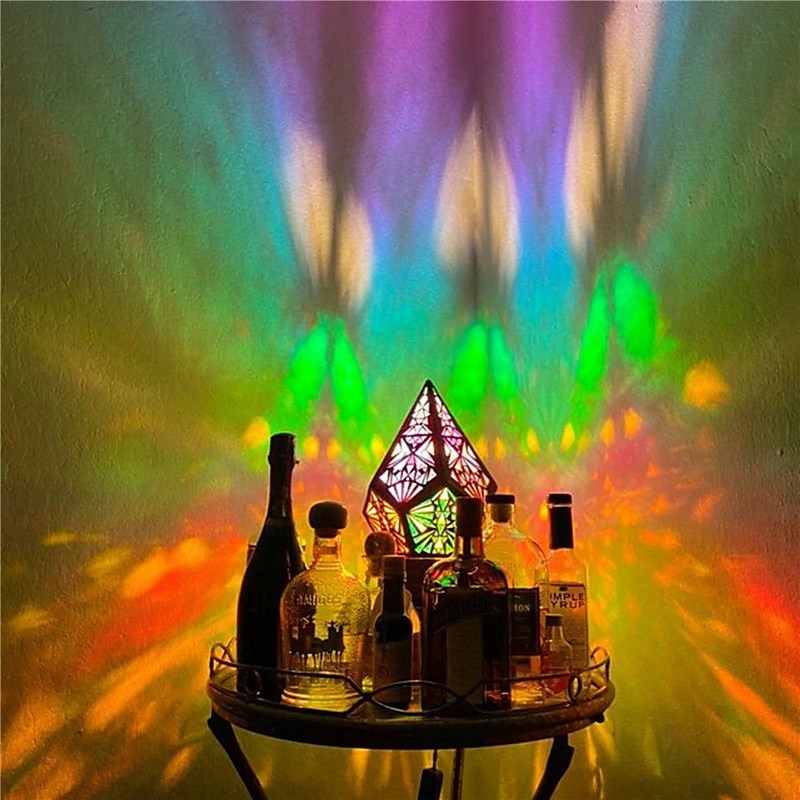 duża lampa podłogowa z ładowaniem usb czeska wydrążona geometryczna retro podłoga dekoracyjna dioda led kolorowy diament światła kolorowa projekcja 3d nocna lampa biurkowa wystrój domu przyjęcie 2025 - $42.99 –P6