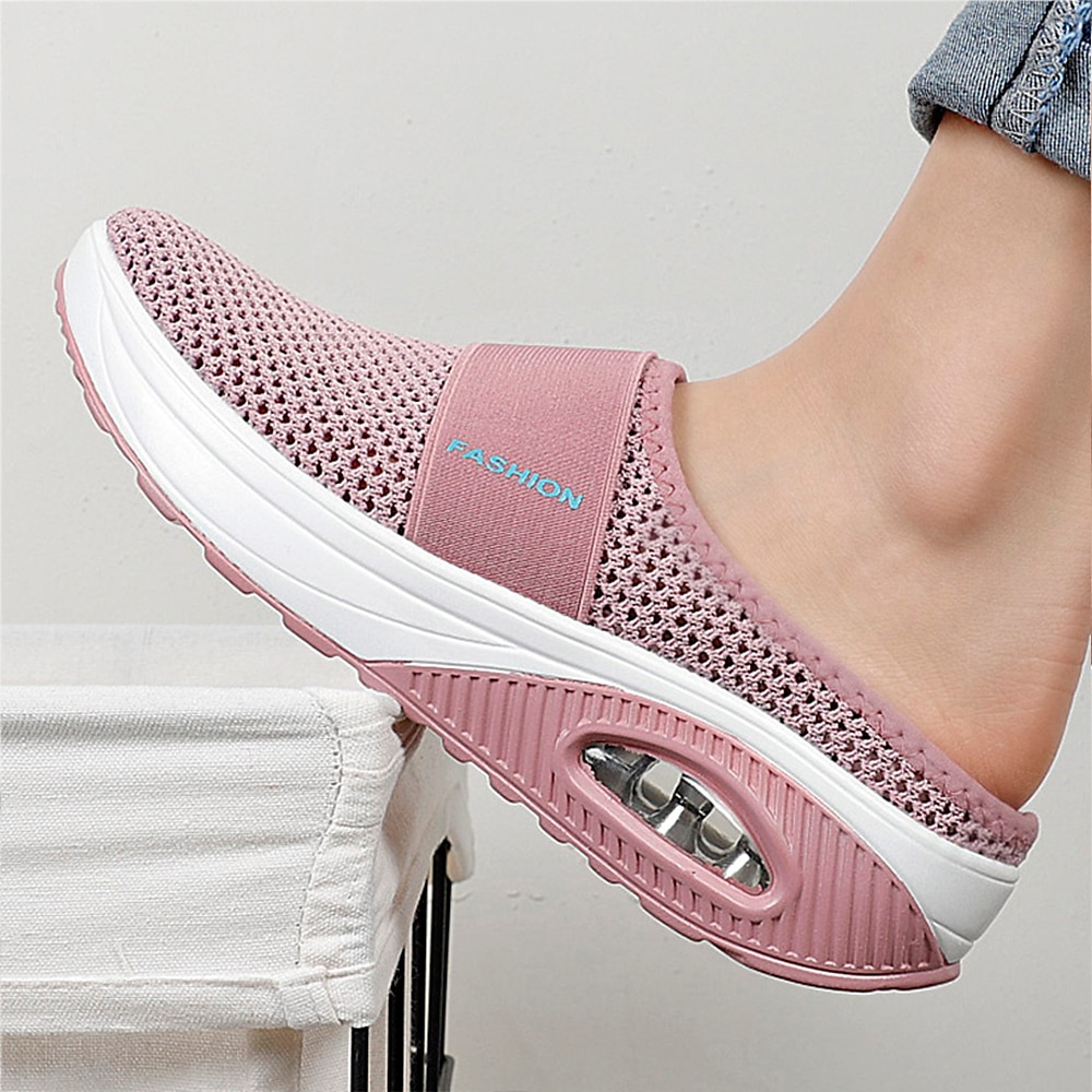 kvinners rosa pustende mesh slip-on muldyr med luftputesåle for uformell, turgåing og hverdagskomfort 2025 - $26.99 –P3