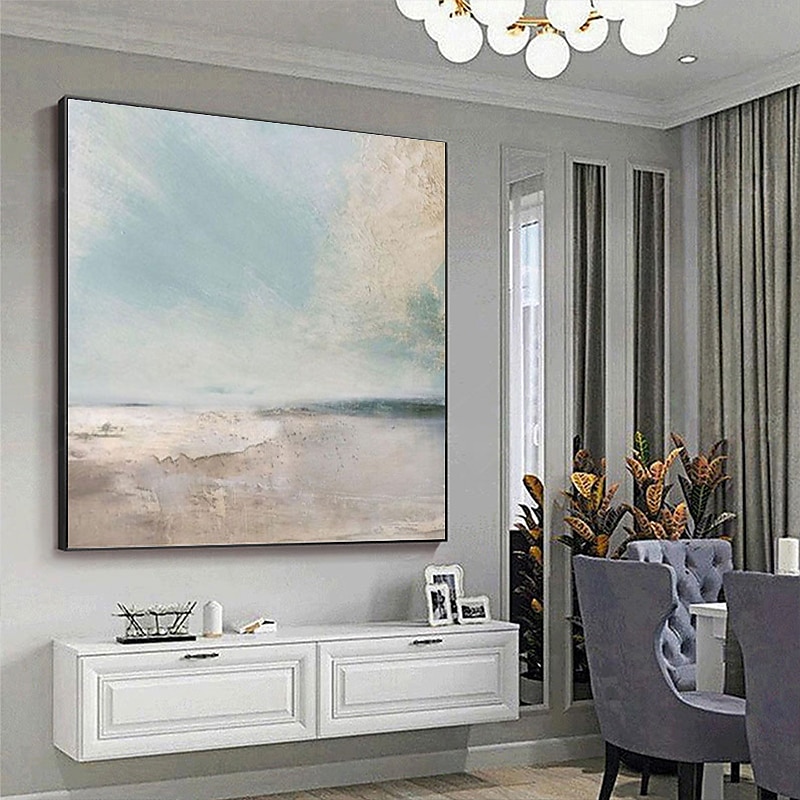 Handgefertigtes Ölgemälde auf Leinwand, Wandkunst, Dekoration, abstrakte Meereslandschaft, Strand, Ozean, für Wohnkultur, gerollt, rahmenlos, ungedehnt 2025 - $131.99 –P2