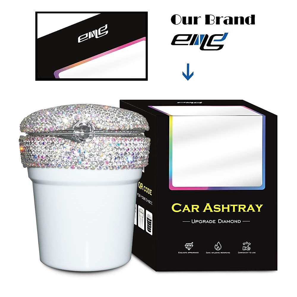 Car Ashtray Portable Bling Cigarette Smokeless Cylinder Cup Holder with Blue LED Light Indicator Car Accessories for Women Ideal for Car Home and Office 1PCS 2025 - $17.99 –P14