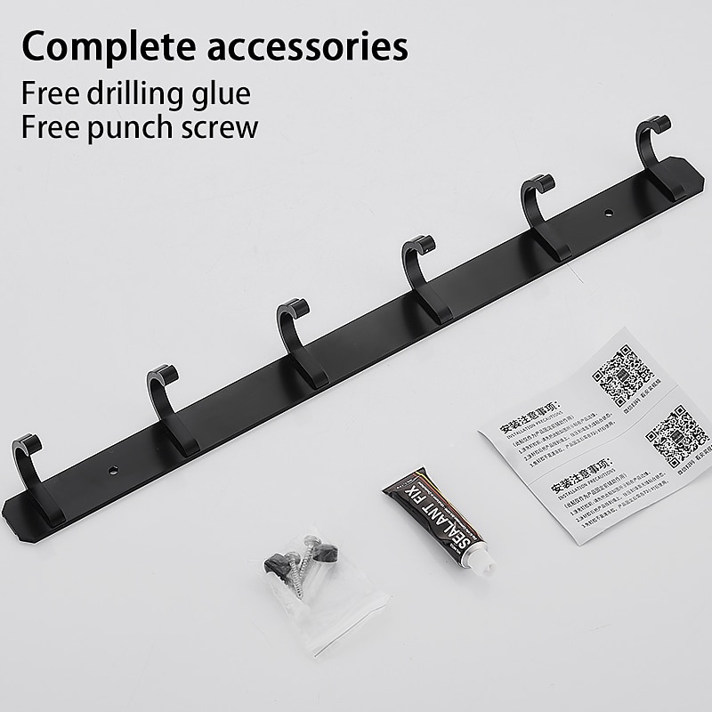 Kitchen Bathroom Hardware Set Space Aluminum Bathroom Hanger Black Hook Wall Mount Aluminum Coat Hook Bathroom Robe Hooks Hat Rack 2025 - $16.99 –P7