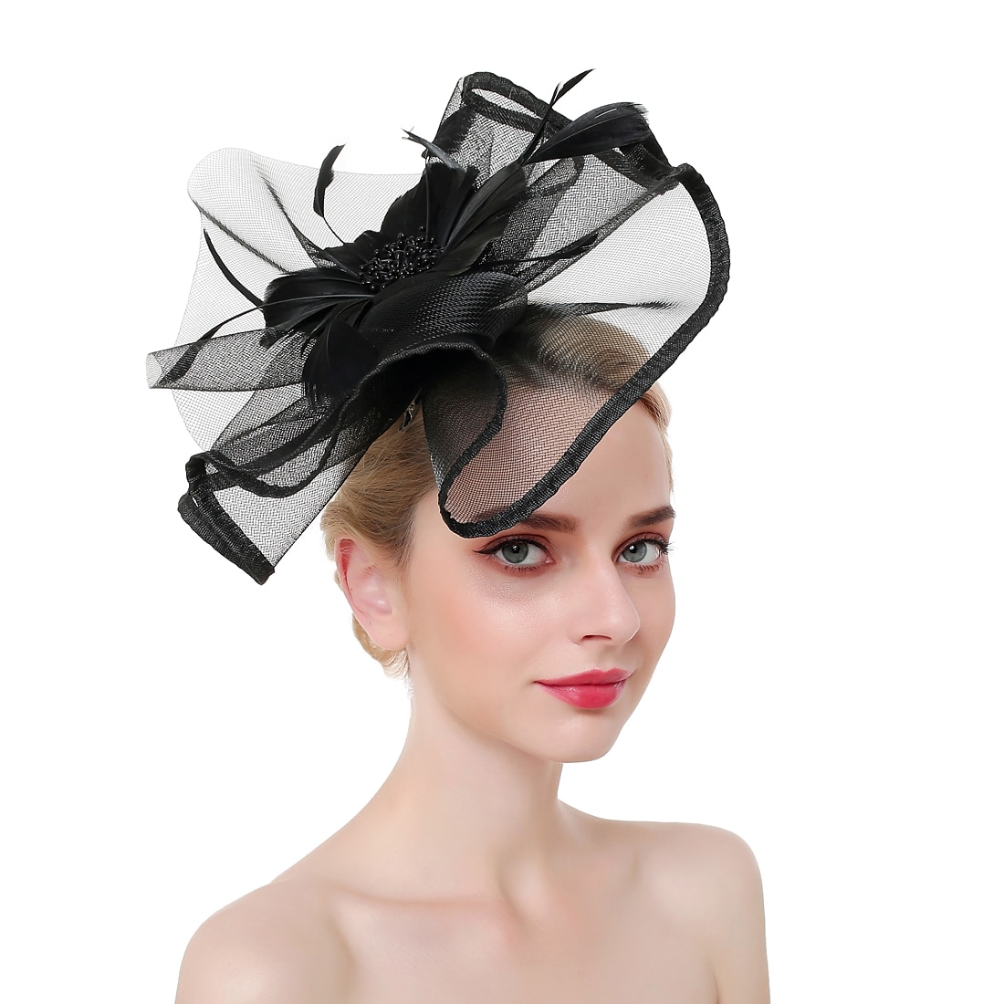 Fascinators Hats Headwear Organza Polyester / Polyamide Bucket Hat Party / Evening Holiday Vintage Style With Feather Headpiece Headwear 2025 - $18.99 –P3