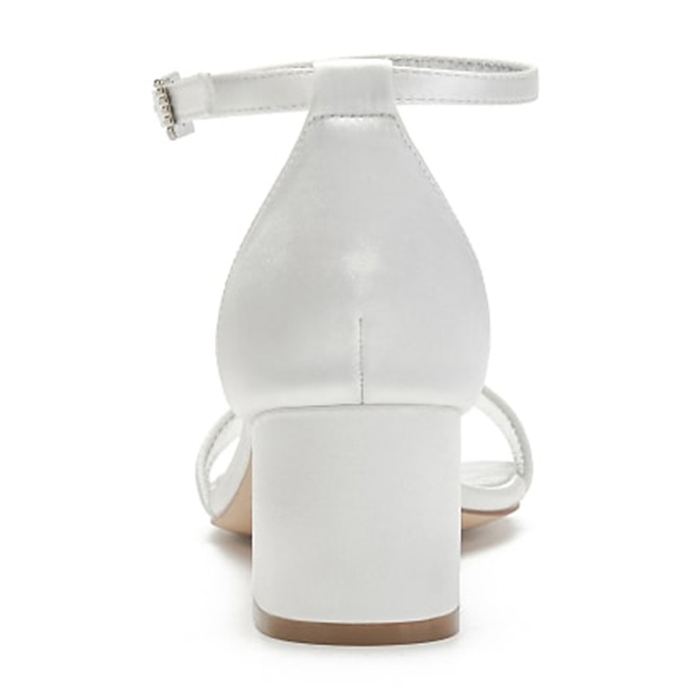 sandales de mariage à talon carré ornées de strass blancs et bleus pour femmes avec bride à la cheville - chaussures de mariée et de soirée élégantes et confortables à talon bas de 2025 ? $89.99 –P8