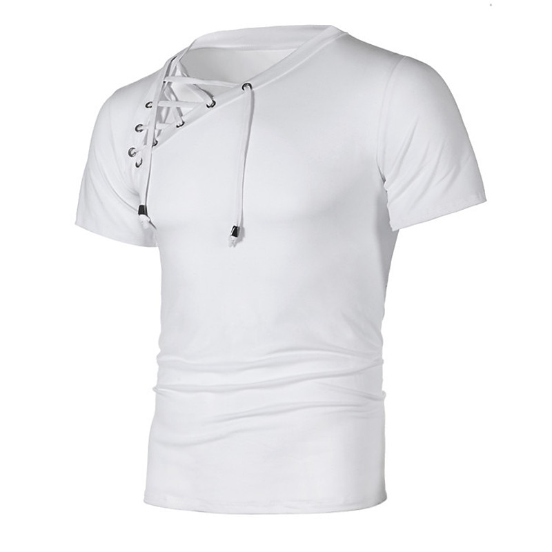 Herr T-shirt Kortärmad V-hals Sommar Slät Sport Mode Lättvikt Spetsknuten Semester Ledigt Helgdag Svart Vit Ljusgrå Topp t-shirt för män 2025 - $17.99 –P9
