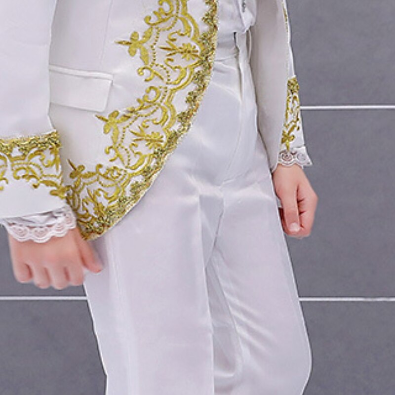 3 Pieces Ring Bearer Suit Boys Kids Suit Formal Suit Suit & Blazer Clothing Set Party Special Occasion Vintage Cool Formal Graphic Jacquard Black White Red Polyester 2025 - $83.99 –P11
