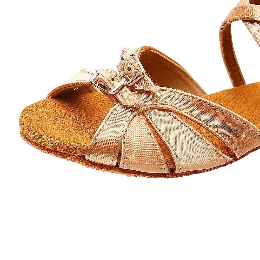 satijnen latin dansschoenen voor dames en meisjes – lage ballroom sandalen met bandjes voor salsa, tango en feestjes 2025 - $29.99 –P1