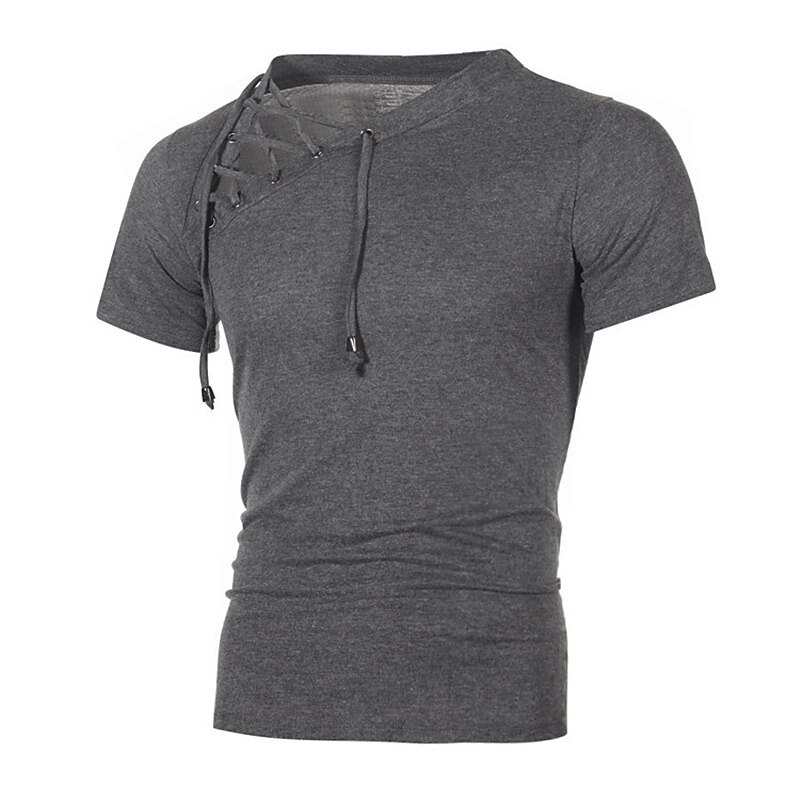 Herr T-shirt Kortärmad V-hals Sommar Slät Sport Mode Lättvikt Spetsknuten Semester Ledigt Helgdag Svart Vit Ljusgrå Topp t-shirt för män 2025 - $17.99 –P5