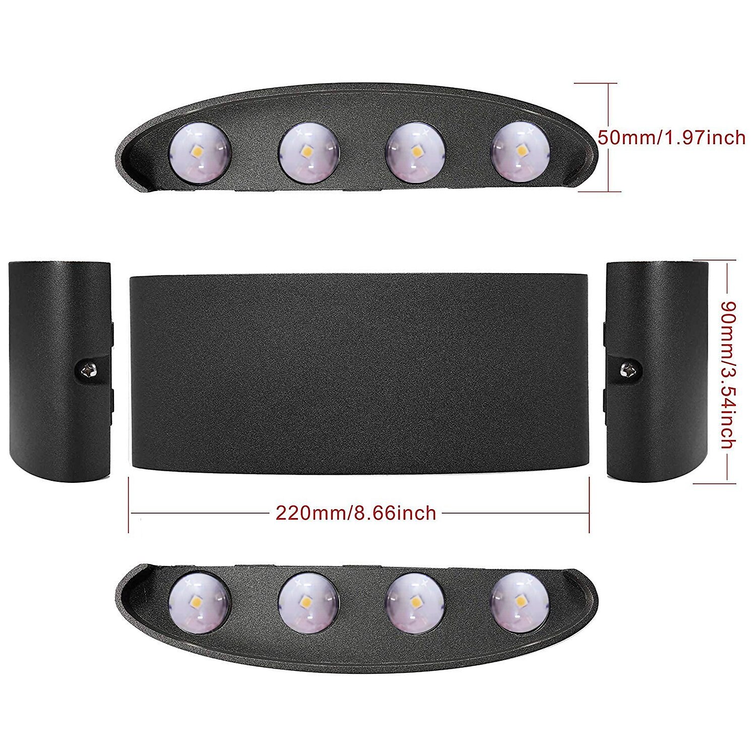 applique da parete a led per esterni impermeabile ip65 8w illuminazione su e giù per interni lampada da parete curva a doppia testa lampada moderna camera da letto ac85-265v del 2025 a $35.99 –P1