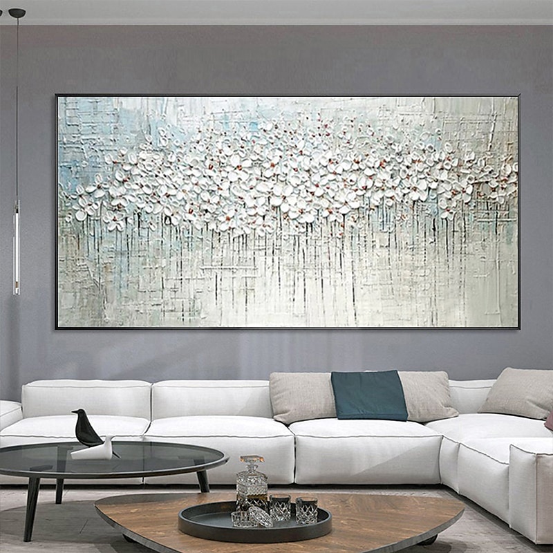 Pintura al óleo hecha a mano lienzo arte de la pared decoración espátula pintura clásica flor de ciruelo blanco para decoración del hogar enrollado sin marco pintura sin estirar 2025 - zł369.99 –P7