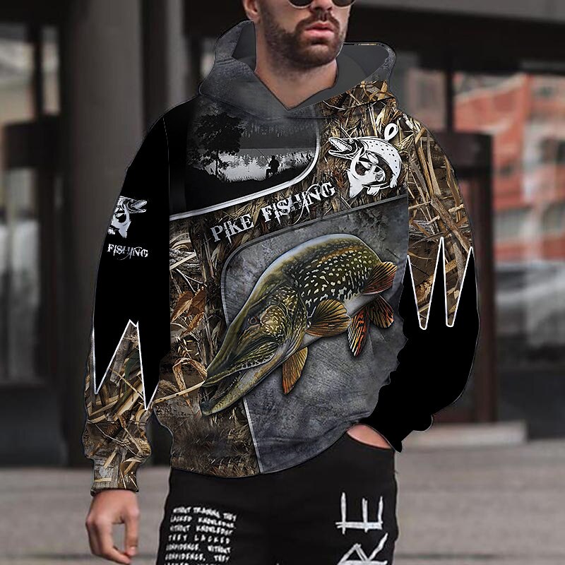 Hombre Graphic Animal Sudadera Sudaderas Sudadera Manga Larga Sudadera con capucha Con Capucha Ropa de calle Impresión 3D Deporte Diario Caqui claro. Negro Estampado Primavera & Otoño Diseñador 2025 - $31.99 –P10