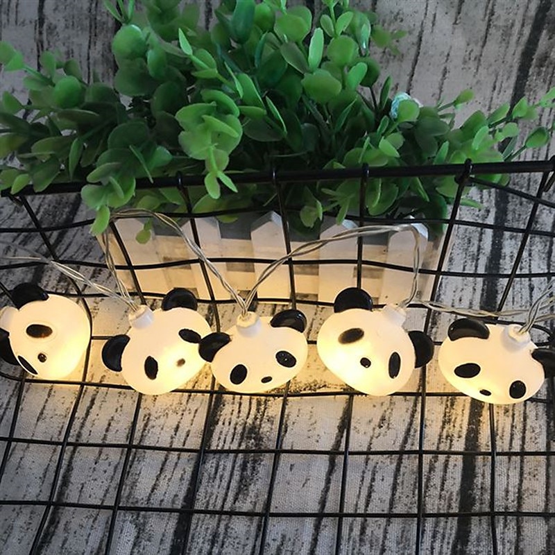 LED-Panda-Lichterkette 1,5 m/4,92 Fuß, 10 LEDs, Batterie oder USB-Stromversorgung, Weihnachtszimmer, Schlafzimmer, Feiertagsdekoration, Cartoon-Panda-Laterne 2025 - $9.99 –P5