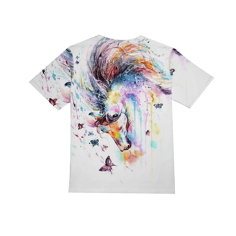 Para Meninas 3D Animal Cavalo Camisa Manga Curta Impressão 3D Verão Primavera Ativo Moda Estilo bonito Infantil 3-12 anos Ao ar livre Diário Interior Normal de 2026 por $11.99 –P5