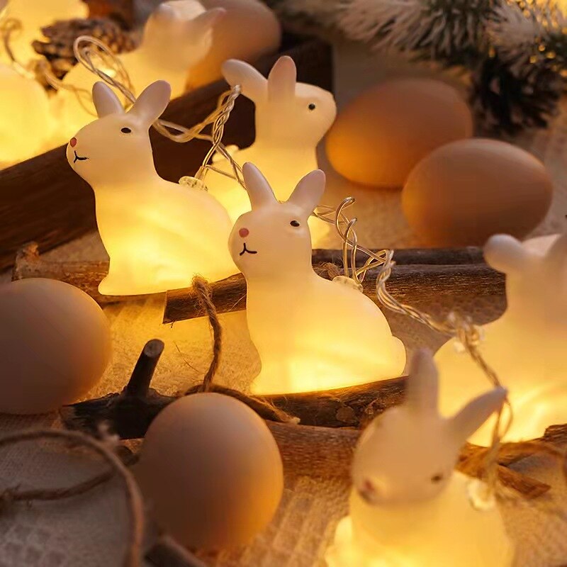 Osterhasen-Fee-Lichterketten 1,5 m 10 LEDs batteriebetriebene Feiertagsgartenparty-Osterdekorationslampe 2025 - $9.99 –P3