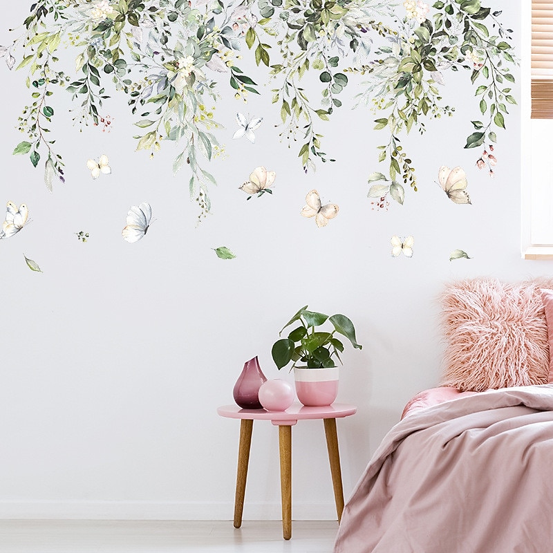 2st 30x90cm tropiska gröna löv fjärilsdekorationer sovrum vardagsrum veranda hem väggdekoration väggdekorationer självhäftande 2025 - $13.99 –P4