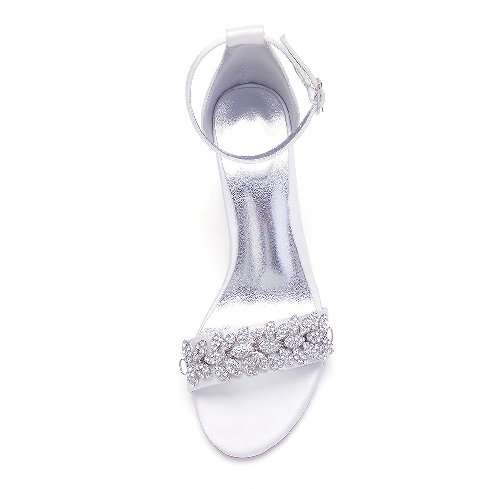 Sandales à talons compensés en satin argenté pour femmes avec ornements en strass - chaussures de mariage et de soirée élégantes de 2025 ? $79.99 –P2